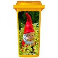 Red Gnome In The Garden Wheelie Bin Sticker Panel